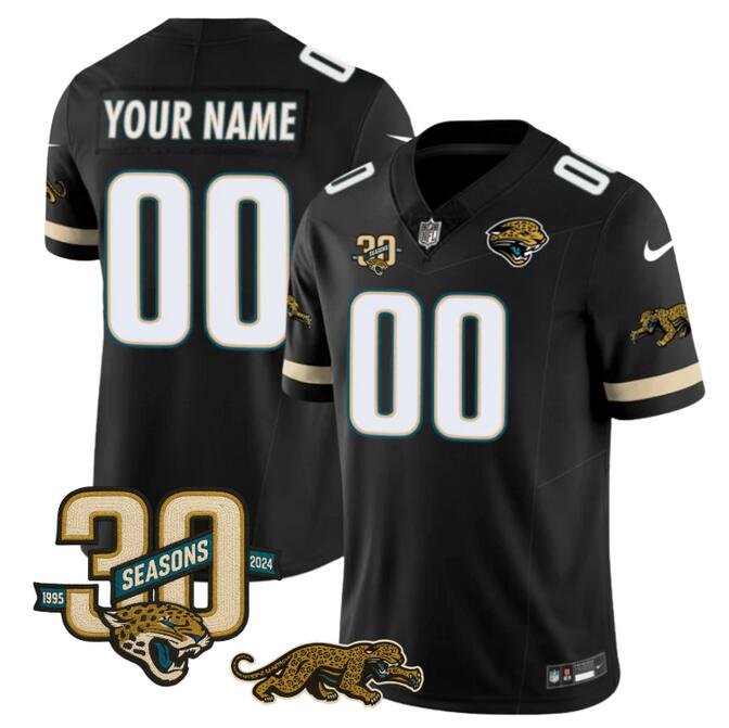 Men's Jacksonville Jaguars Active Player Custom Black F.U.S.E With 30th Seasons Patch Vapor Limited Stitched Football Jersey Men's Jacksonville Jaguars Active Player Custom Black F.U.S.E With 30th Seasons Patch Vapor Limited Stitched Football Jersey